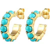 Elli Ohrringe Creolen Türkis Howlith Boho 925 Silber Vergoldet Elli Gold