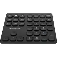 Sandberg Wireless Numeric Keypad Pro, Verkabelt & Kabellos, RF kabellos + USB, Membran Key Switch, Schwarz