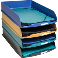 Exacompta Briefablagen Set Combo Neo Deco, 4-tlg A4+, bis 500 Blatt je Ablage, Etikettenhalter, stapelbar, 25 Jahre