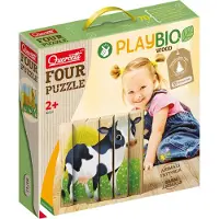 Quercetti Puzzlespiel - Playbio Holz - Bauernhoftiere - 4x6 Teil - - One Size - Puzzlespiele
