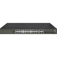 Level One Hilbert 28-Port Gigabit Smart Lite Switch, 24 x Gigabit RJ45, 4 x Gigabit SFP/RJ45 Combo, Managed, L2, Gigabit Ethernet (10/100/1000), Vollduplex, Rack-Einbau