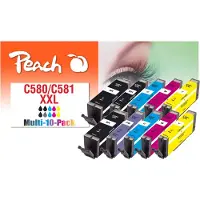 Peach PI100-437, Extrahohe (Super-) Ausbeute, Schwarz, Cyan, Magenta, Foto blau, Gelb, 23 ml, 12 ml, 10 Stück(e), Multipack