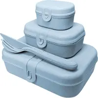 Koziol Brotdose- und Besteckset Koziol Pascal Ready Organic Blue