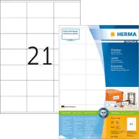 Herma Adressetiketten 4634, permanenthaftend, selbstklebend, bedruckbar, B 70 x H 41 mm, FSC-Papier, weiß, 4200 Stück/200 Blatt