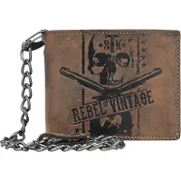 Green Burry Greenburry Kettenbörse Leder braun REBEL of VINTAGE Skull Totenkopf Geldbeutel