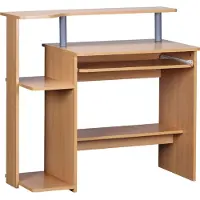 Wohnling Computertisch WL1.163 Buche 94x90,5x48,5 cm Laptop Tisch Modern mit Tastaturauszug PC-Tisch mit Drucker-Ablage platzsparend Schreibtisch