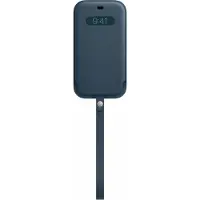 Apple Original iPhone 12 Pro Max Hülle - Echtes Leder - Hülle mit Band/Einsteckhülle - Blau
