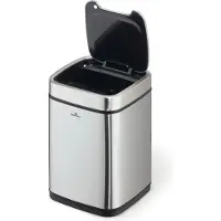 Durable Sensor Abfalleimer No Touch, 6 l, für Innen, automatisches & manuelles Öffnen/Schließen, abnehmbarer Deckel, Inneneimer, Edelstahl, silber