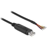 DeLOCK Adapterkabel USB 2.0 Typ-A zu seriell RS-232 mit 9 offenen Kabelenden + Schirmung 0,5 m, Schwarz, 0,5 m, USB 2.0, RS-232, Männlich, Gerade