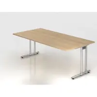 Hjh OFFICE PRO NANO 2E S - 200 x 100 Eiche/Silber