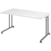 Hjh OFFICE PRO ZENO 16 S | 160x80 - 160 x 80 h?henverstellbar Wei?/Silber