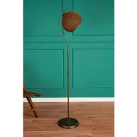 Opviq , Hochwertige Stehlampe mit Metallkörper, Jute-Kappe (30 x 30 cm), Höhe 165 cm, E27 Fassung, max. 40 W, orange und schwarz, rustikales Design, .