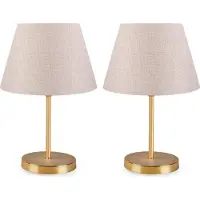 Opviq , Hochwertiges Tischlampen-Set (2 Stück), Cremefarben, 37 cm hoch | 100% PVC, Metallbeine, Schirmdurchmesser: 22 cm | Elegantes Design für modernes Wohnen und Hotels.
