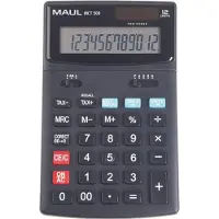 MAUL Tischrechner MCT500, 12 Stellen, Tax, Chec & Correct, Solar- & Batteriebetrieb, B 107 x T 174 x H 22 mm, schwarz