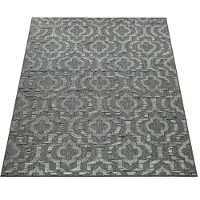 Paco Home In- & Outdoor Terrassen Teppich Ethno Muster Bordüre Wetterfest Modern In Grau Grösse 80x150 cm