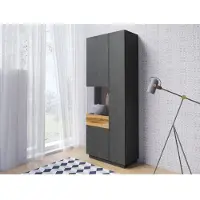 Inosign VITRINE Andrea Anthrazitgrau und Holz