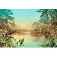Overig Vliestapete "Digitaldruck Vlies - Lac Tropical - Größe 400 x 270 cm" bedruckt glatt Wohnzimmer, Schlafzimmer