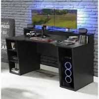 Forte Gaming Tisch TEZAUR 1 Schwarz von mit zweiter Ebene für Monitore