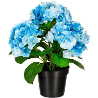 Creativ Green Kunstpflanze "Hortensienbusch", blau, H:40cm Ø:12,5cm, Kunststoff, Kunstpflanzen, Kunstpflanze