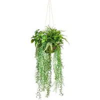 Creativ Green Künstliche Zimmerpflanze "Dekokugel zum Hängen", grün, H:80cm Ø:30cm, Kunststoff, Kunstpflanzen, Künstliche Zimmerpflanze