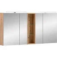 Schildmeyer Spiegelschrank »Duo«, BxHxT: 141,6 x 71 x 16 cm, 4-türig, eiche - braun