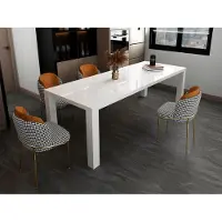 SalesFever Esstisch ausziehbar | 120-240 x 80 cm | MDF weiß Hochglanz lackiert | B 120 x T 80 x H 76 cm