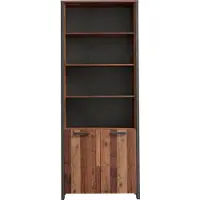Forte Aktenregal "Clif", grau (old – wood vintage, betonoptik dunkelgrau), B:86cm H:220,7cm T:41,6cm, Regale, Aktenregal, Bücherregal, Breite 86 cm, viel Stauraum mit 2 Türen