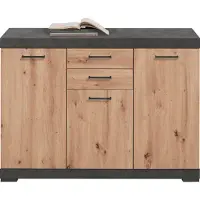 FMD -Möbel Sideboard Bristol 3 XL, aus Holz, eiche / anthrazit, mit 3 Türen und 2 Schubladen, (B/H/T) 120 x 89,9 x 49,9cm