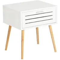 Wenko Beistelltisch mit Schublade Finja, Couchtisch, Nachttisch aus Bambus/MDF Wenko Beine: natur, Ablage: Weiß