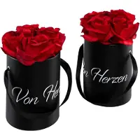 Creativ Green Kunstblume "Rosen in Box", rot, H:16,5cm Ø:11,5cm, Obermaterial: 95% Polyester, 5% Kunststoff, Kunstpflanzen, Kunstblume