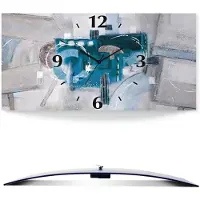 ARTland Wanduhr, gebogen Quarzuhr - schwarzer Zeiger Abstrakte blaue Kreise Größe: 50x25 cm
