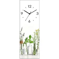 ARTland Glas Wanduhr Funkuhr - schwarzer Zeiger Öle mit Kräutern Größe: 20x60 cm