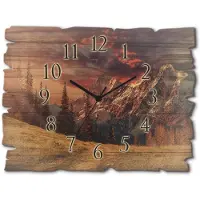 ARTland Holz Wanduhr Quarzuhr - schwarzer Zeiger Alpines Hochland Größe: 40x30 cm