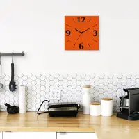 ARTland Wanduhr auf Alu Funkuhr - schwarzer Zeiger Trendfarbe Flame Größe: 30x30 cm