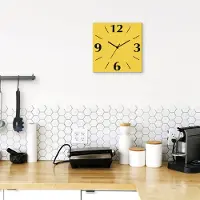 ARTland Wanduhr auf Alu Funkuhr - schwarzer Zeiger Trendfarbe Gelb Größe: 30x30 cm