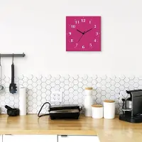 ARTland Wanduhr auf Alu Funkuhr - schwarzer Zeiger Trendfarbe Pink Größe: 30x30 cm