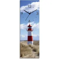 ARTland Glas Wanduhr Funkuhr - schwarzer Zeiger Leuchtturm Sylt Größe: 20x60 cm