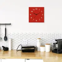ARTland Wanduhr auf Alu Funkuhr - schwarzer Zeiger Trendfarbe Rot Größe: 30x30 cm