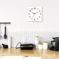 ARTland Wanduhr auf Alu Funkuhr - schwarzer Zeiger Trendfarbe Weiß Größe: 30x30 cm