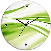 ARTland Glas Wanduhr Quarzuhr - schwarzer Zeiger Schöne grüne Welle - Abstrakt Größe: 30x30 cm