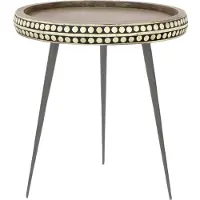 ByLiving Beistelltisch "Jana", braun (braun, schwarz), B:35cm H:42cm T:35cm, Tische, Beistelltisch, aus Massivholz, mit modernem Muster, Durchmesser 35 cm