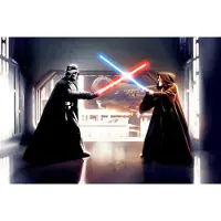 Komar Vliestapete "Digitaldruck Vlies - Star Wars Vader vs. Kenobi - Größe 300 x 200 cm" bedruckt glatt Kinderzimmer