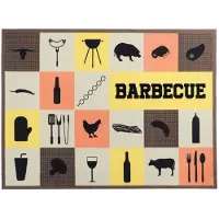 Primaflor-ideen In Textil Fußmatte "BBQ Grillunterlage BARBECUE CHECKS", rechteckig, 5 mm Höhe, Grillmatte ideal als Bodenschutz, mit Spruch, rutschhemmend, waschbar