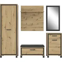Forte Schuhkommode "Trondheim", schwarz (artisan eiche, schwarz eiche), B:54,4cm H:91,2cm T:41,5cm, Sideboards, Schuhkommode, Breite ca. 55 cm
