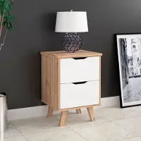 Forte Nachtkommode "Vankka", weiß (planken eiche, weiß), B:45cm H:63,9cm T:42cm, Sideboards, Nachtkommode, mit Griffmulde und Vierkantfüßen