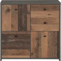 Forte Kommode "CHEST", grau (betonoptik, old, wood vintage), B:77,2cm H:77,5cm T:29,6cm, Dekorfolie, FSC-zertifizierter Holzwerkstoff, Kunststoff, Metall, Sideboards, Kommode, Breite ca. 77 cm