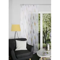 Home wohnideen Vorhang "PAOLO" Gr. 1, gelb, B:140cm H:145cm, Voile, Polyester, Gardinen, Vorhang, Kräuselbandschal bedruckt