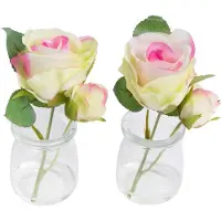 Botanic-Haus Kunstblume "Rose im Glas", beige (creme), B:9cm H:14cm T:9cm Ø:9cm, Kunststoff, Kunstpflanzen, Kunstblume