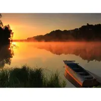 Papermoon Fototapete "Misty Lake", bunt, B:2m L:1,49m, Vlies, Tapeten, Fototapete