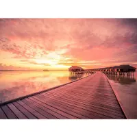 Papermoon Fototapete "Water Bungalows Maldives", bunt, B:2,5m L:1,86m, Vlies, Tapeten, Fototapete